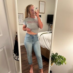 Vintage America vintage high rise straight ankle light wash jeans